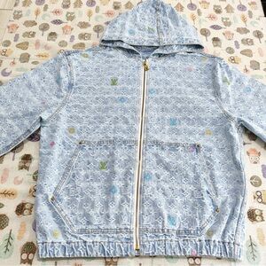 Louis Vuitton Signature LV Zipper Denim Hooded Jacket